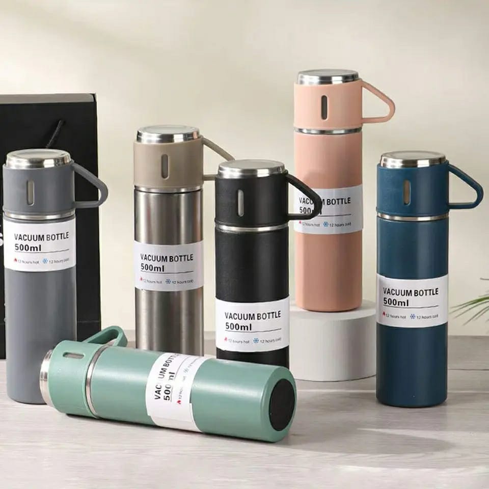 STAINLESS STEEL VACUUM FLASK SET
