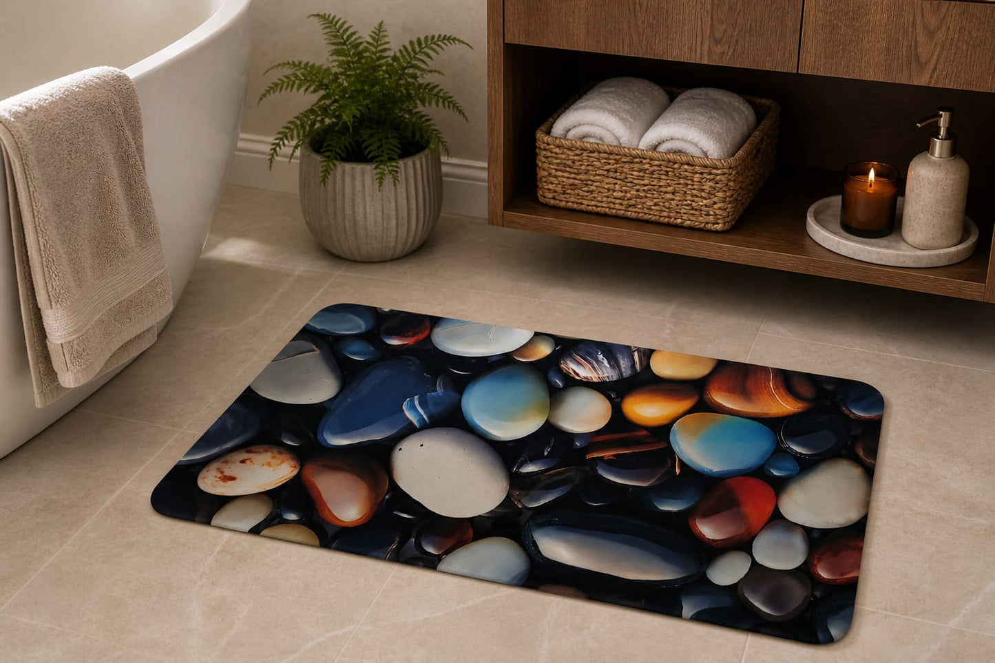 Super Absorbent Non-Slip Bathroom Floor Mat - Quick-Dry Soft 23 × 15 inch